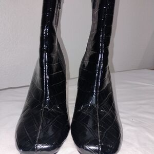 Black Croc-Embossed Women's Boots